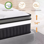 Matelas King Size, matelas King de 35 cm dans une boîte, mousse à mémoire de forme au gel rafraîchissant et ressorts ensachés, lit mi-ferme, isolation des mouvements, certifié CertiPUR-US