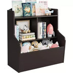 Meuble de rangement pour jouets et étagère à livres à 3 niveaux avec casiers, organisateur multi-étagères pour salle de jeux, chambre d'enfant, couloir, maternelle, marron foncé