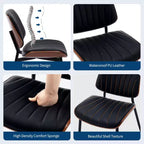 Chaises de salle à manger lot de 2 - Chaises de cuisine modernes du milieu du siècle en cuir PU rembourré de style rétro avec dossier en bois courbé de noyer, bandes de coque noires