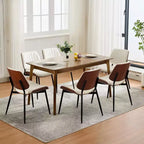 Chaises de salle à manger lot de 2 - Chaises de cuisine modernes du milieu du siècle en cuir PU rembourré de style rétro avec dossier en bois courbé de noyer, bandes de coque noires