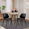 Dining Chairs Set of 2 - Mid Century Modern Upholstered Retro PU Leather Kitchen Chairs with Walnut Bentwood Back, Black Shell Strips