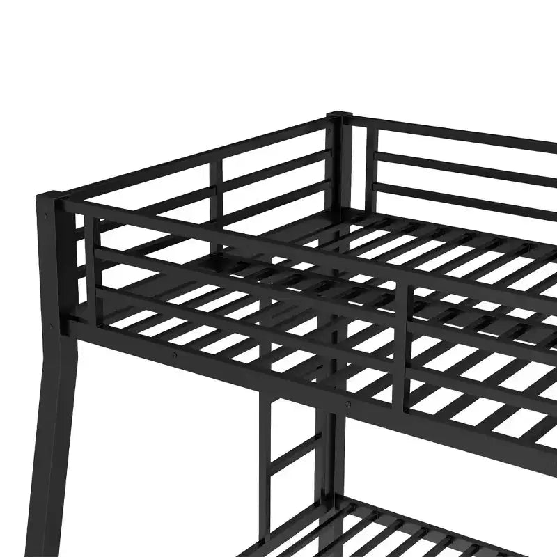 Lit superposé en métal Full XL au-dessus d'un lit Queen pour adolescents et adultes, gain de place, réduction du bruit, pas besoin de sommier, noir