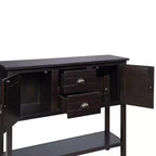 TUYOHW 48 Console en bois de pin massif, meuble d'appoint avec 2 tiroirs, 2 armoires, étagère inférieure, buffet pour cuisine, salle à manger