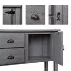 TUYOHW 48 Console en bois de pin massif, meuble d'appoint avec 2 tiroirs, 2 armoires, étagère inférieure, buffet pour cuisine, salle à manger