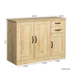 TUYOHW 43.3 Buffet moderne en bois, armoire de rangement avec 2 portes, 2 tiroirs, étagère amovible, meuble de service finition chêne pour salle à manger, salon