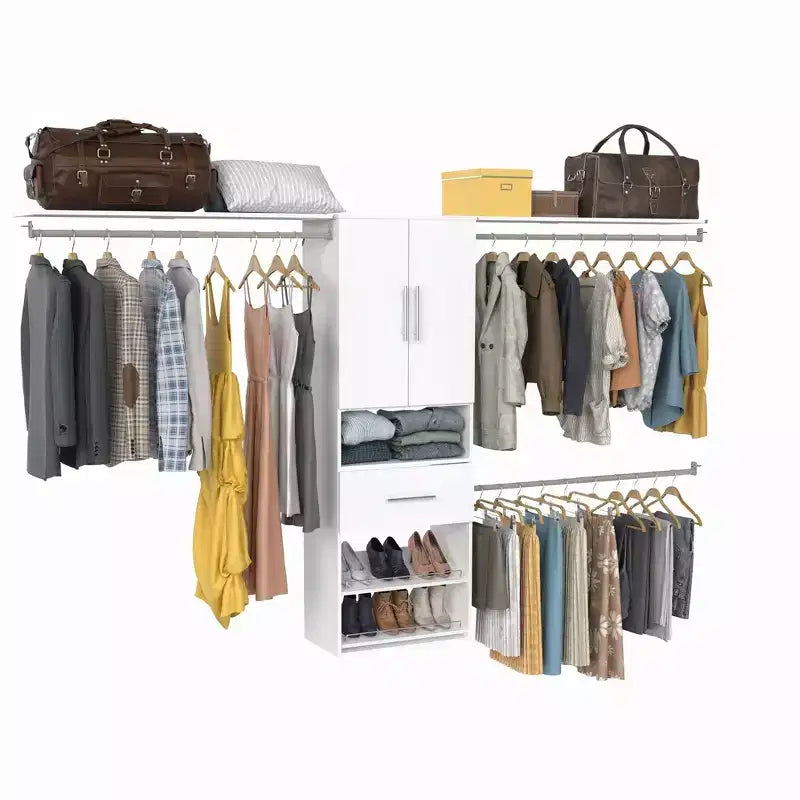 Tour suspendue Suite Symphony de 63,5 cm avec 2 tablettes supérieures, 1 tiroir moderne, une paire de portes modernes et un kit de tablettes à chaussures - ClosetMaid