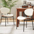 Sailvan, Ensemble de chaises de salle à manger modernes, Chaises de salle à manger rembourrées en cuir PU avec dossier aspect noyer