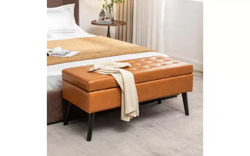 Banc de rangement rectangulaire, pouf rembourré pour salon, couloir, chambre à coucher, entrée, bout de lit,
