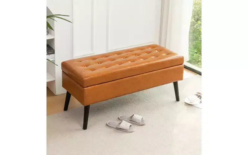 Banc de rangement rectangulaire, pouf rembourré pour salon, couloir, chambre à coucher, entrée, bout de lit,