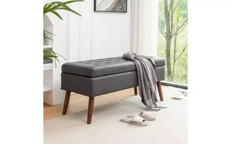 Banc de rangement rectangulaire, pouf rembourré pour salon, couloir, chambre à coucher, entrée, bout de lit,