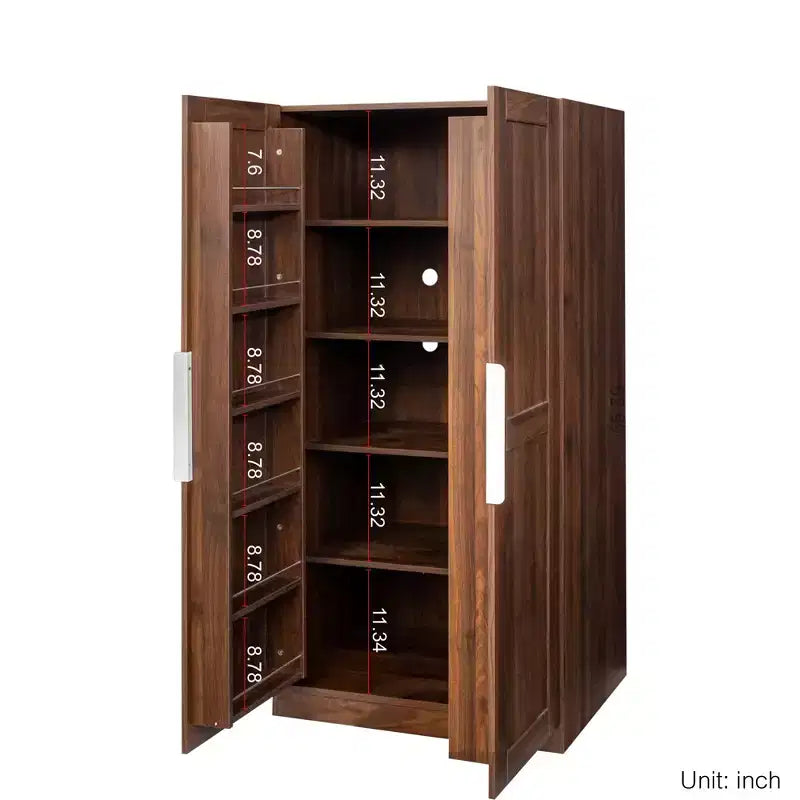 Garde-manger de cuisine de 160 cm, buffet autonome avec portes et étagères pour salon et salle à manger