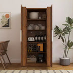 Garde-manger de cuisine de 160 cm, buffet autonome avec portes et étagères pour salon et salle à manger