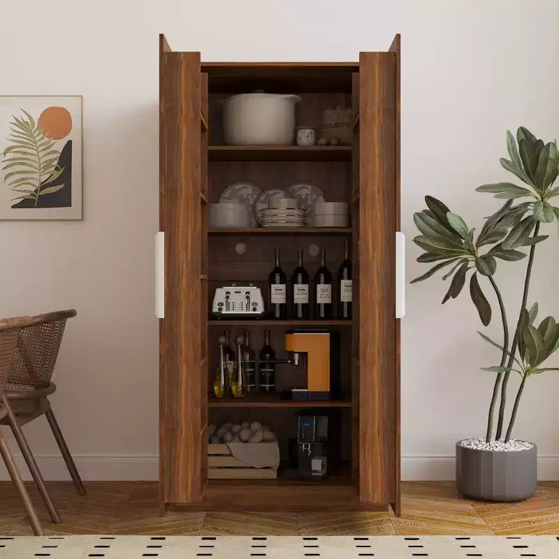 Garde-manger de cuisine de 160 cm, buffet autonome avec portes et étagères pour salon et salle à manger