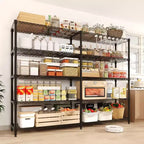 Étagère de rangement en fil métallique robuste à 5 niveaux, unité de rayonnage réglable pour garde-manger de cuisine, garage et usage commercial, organisateur autoportant large