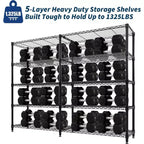 Étagère de rangement en fil métallique robuste à 5 niveaux, unité de rayonnage réglable pour garde-manger de cuisine, garage et usage commercial, organisateur autoportant large