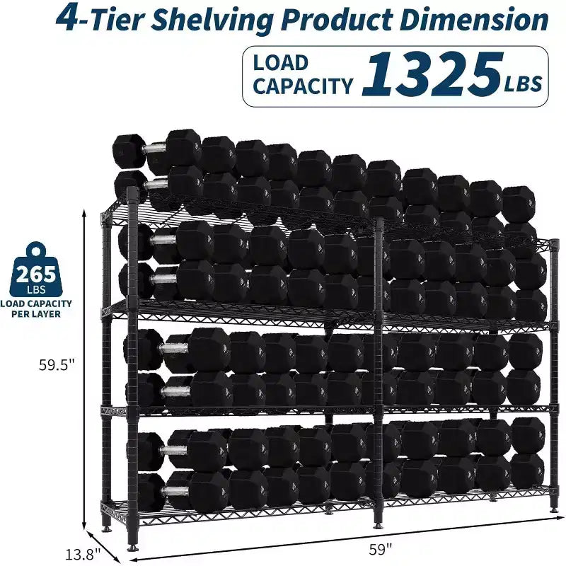 Étagère de rangement en fil métallique robuste à 5 niveaux, unité de rayonnage réglable pour garde-manger de cuisine, garage et usage commercial, organisateur autoportant large