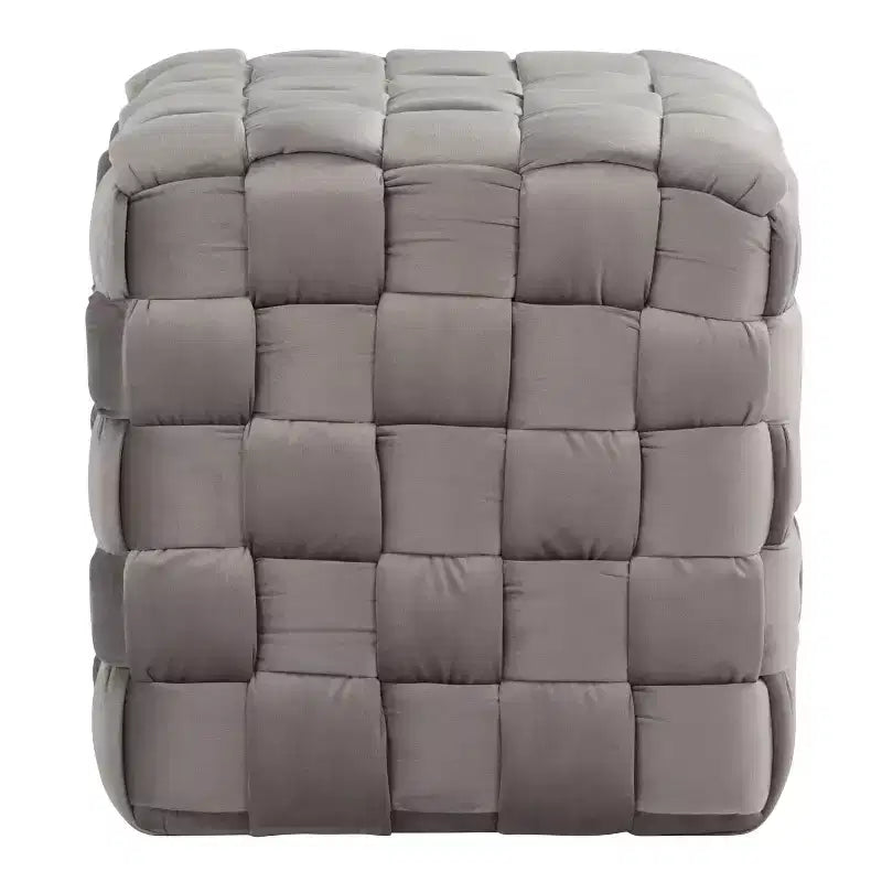 TUYOHW Pouf Ottoman Tressé Carré de 40 cm, Repose-Pieds d'Appoint en Velours de Luxe pour Salon et Coiffeuse, Capacité de 113 kg
