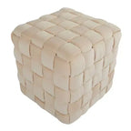 TUYOHW Pouf Ottoman Tressé Carré de 40 cm, Repose-Pieds d'Appoint en Velours de Luxe pour Salon et Coiffeuse, Capacité de 113 kg