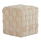 TUYOHW Pouf Ottoman Tressé Carré de 40 cm, Repose-Pieds d'Appoint en Velours de Luxe pour Salon et Coiffeuse, Capacité de 113 kg