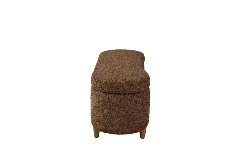 TUYOHW Banc de lit ottoman en boucle en peluche 48 avec rangement et pieds en bois, banc d'appoint pour salon et chambre à coucher, capacité de 400 lb