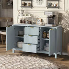 TUYOHW Buffet design ondulé, console de rangement avec 3 tiroirs, portes à fermeture douce, 3 étagères réglables, poignées en métal, armoire pour salon