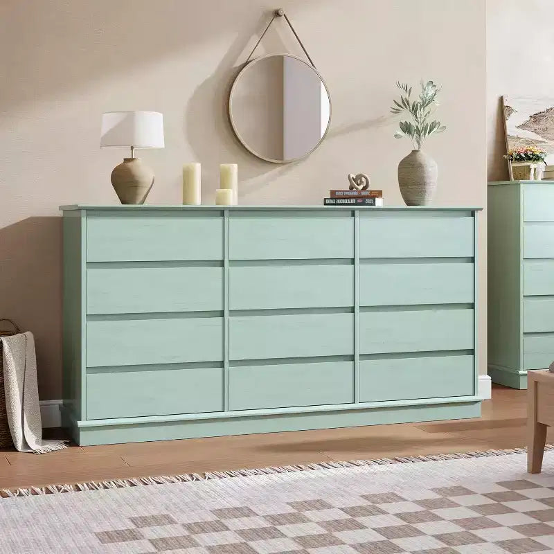 Commode à 5-12 tiroirs pour chambre, grande commode double avec tiroirs profonds et plateau large, haute commode en bois pour salon, couloir, chambre d'enfants