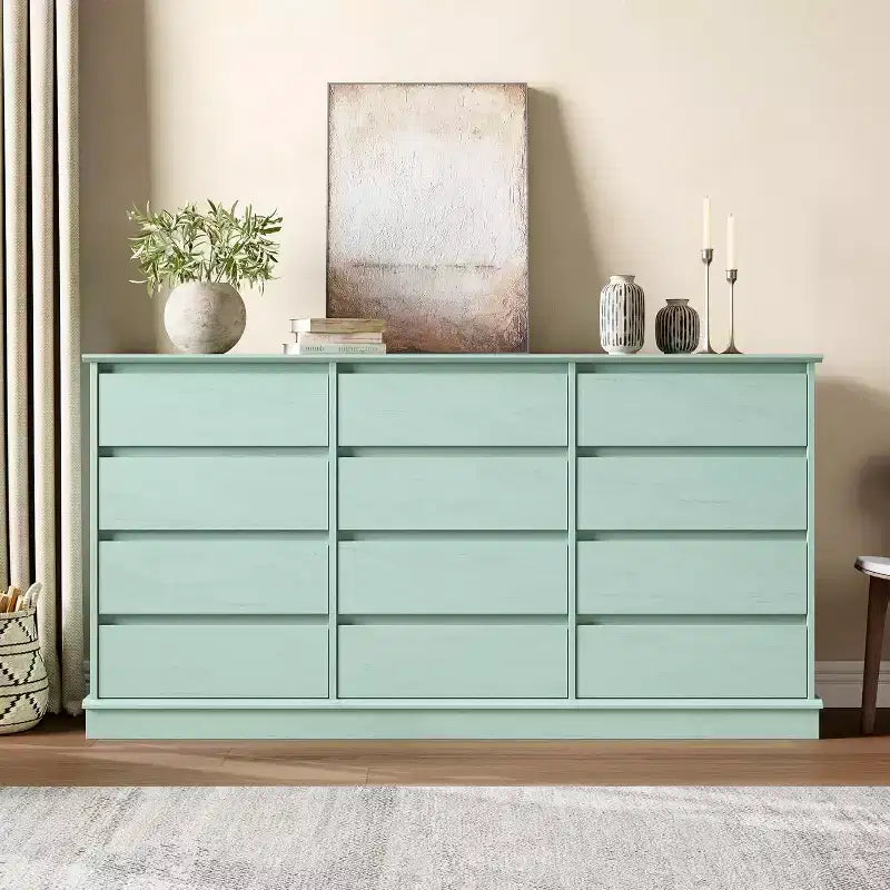 Commode à 5-12 tiroirs pour chambre, grande commode double avec tiroirs profonds et plateau large, haute commode en bois pour salon, couloir, chambre d'enfants