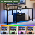 Meuble TV COZONY en métal et tissu, meuble de divertissement moderne avec étagères ouvertes et tiroir
