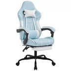 Chaise de jeu MAYEERTY, Chaise d'ordinateur, Chaise ergonomique avec repose-pieds et soutien lombaire pour salon Bleu