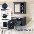 Meuble-lavabo de salle de bain de 76 cm avec lavabo, meuble de rangement de salle de bain avec tiroirs et miroir, armoire de toilette avec miroir