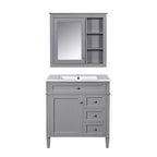 Meuble-lavabo de salle de bain de 76 cm avec lavabo, meuble de rangement de salle de bain avec tiroirs et miroir, armoire de toilette avec miroir