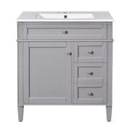 Meuble-lavabo de salle de bain de 76 cm avec lavabo, meuble de rangement de salle de bain avec tiroirs et miroir, armoire de toilette avec miroir