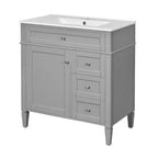 Meuble-lavabo de salle de bain de 76 cm avec lavabo, meuble de rangement de salle de bain avec tiroirs et miroir, armoire de toilette avec miroir