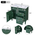 Meuble-lavabo de salle de bain de 76 cm avec lavabo, meuble de rangement de salle de bain avec tiroirs et miroir, armoire de toilette avec miroir