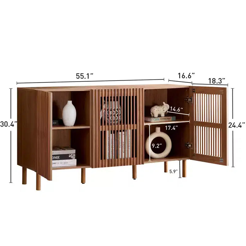 Buffet de rangement moderne Bestier avec étagères ouvertes pour salle à manger et entrée, grand organiseur de rangement pour salon