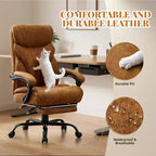 Chaise de bureau ergonomique, chaise de gaming en PU, hauteur réglable, inclinaison de 90 à 135 degrés, dossier, roulettes pivotantes à 360 degrés, capacité de 158 kg pour le bureau