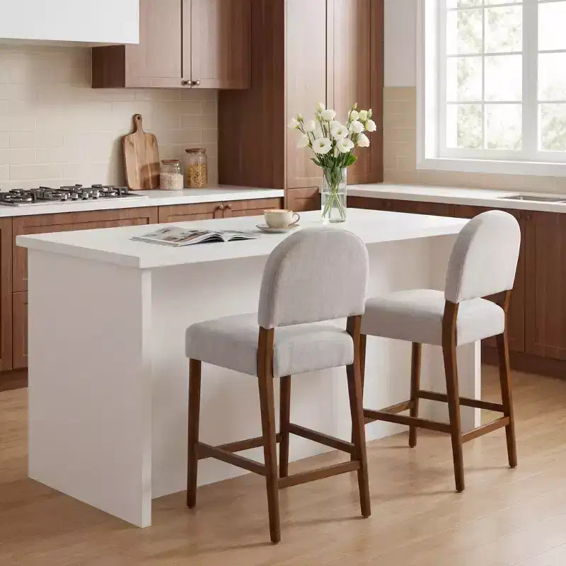 Christopher Knight Home Elisea Tabourets de comptoir rembourrés en bois d'hévéa de style transitionnel (Lot de 2)