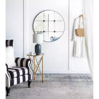 Miroir mural rond traditionnel en verre antique de 36 pouces