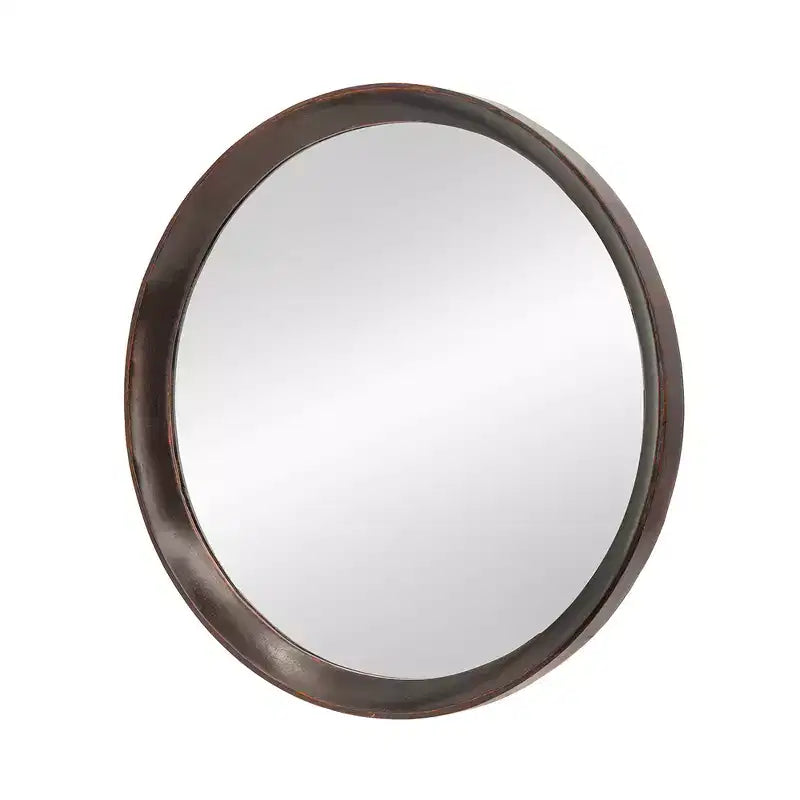 Miroir mural rond en bois de manguier de 20 pouces