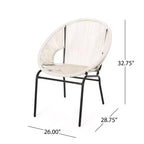Lot de 2 chaises de patio, chaises d'extérieur en rotin avec pieds en métal, chaises de salle à manger de patio avec dossier tressé pour jardin, cour ou balcon