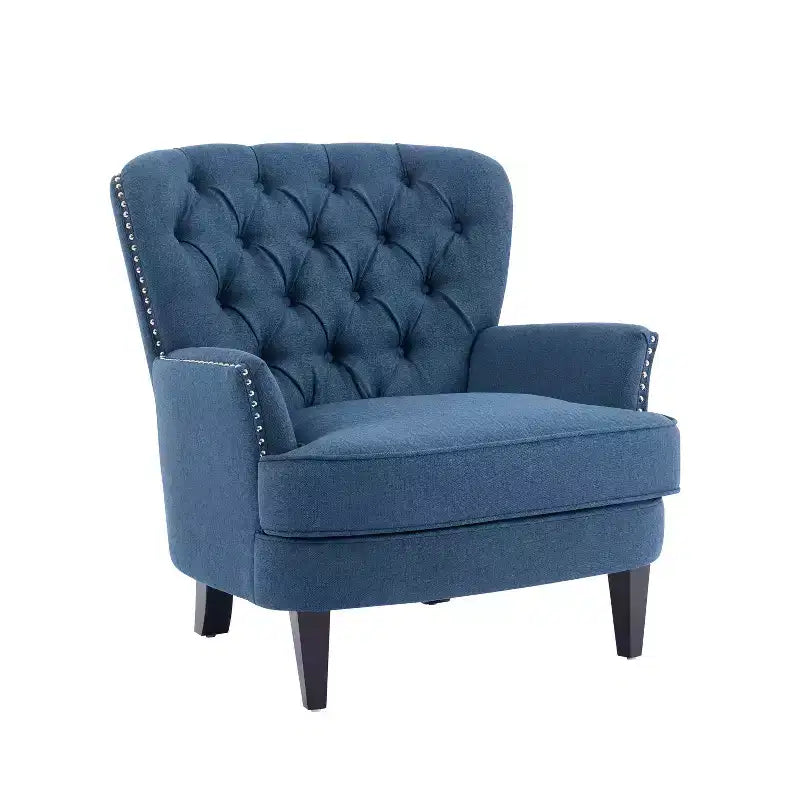 Fauteuil de relaxation touffeté Polibi avec dossier incurvé et clous décoratifs