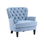 Fauteuil de relaxation touffeté Polibi avec dossier incurvé et clous décoratifs