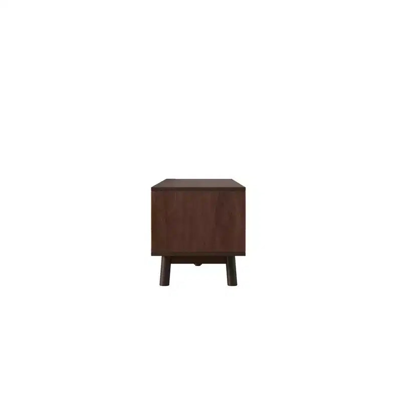 Meuble TV PexFix de style Mid-Century Moderne pour TV 80 pouces Meuble de rangement avec portes coulissantes et tiroirs Table TV avec espace de rangement pour salon/chambre Marron