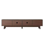 Meuble TV PexFix de style Mid-Century Moderne pour TV 80 pouces Meuble de rangement avec portes coulissantes et tiroirs Table TV avec espace de rangement pour salon/chambre Marron