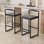 Okak Lot de 2 tabourets de bar modernes en velours rembourrés avec repose-pieds et base robuste, chaises de salle à manger hauteur comptoir rembourrées
