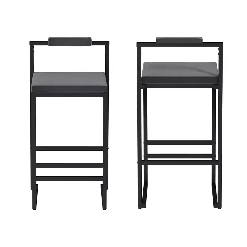 Okak Lot de 2 tabourets de bar modernes en velours rembourrés avec repose-pieds et base robuste, chaises de salle à manger hauteur comptoir rembourrées