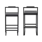 Okak Lot de 2 tabourets de bar modernes en velours rembourrés avec repose-pieds et base robuste, chaises de salle à manger hauteur comptoir rembourrées