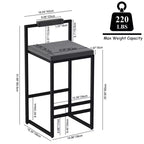Okak Lot de 2 tabourets de bar modernes en velours rembourrés avec repose-pieds et base robuste, chaises de salle à manger hauteur comptoir rembourrées