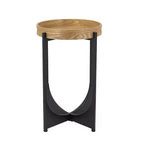 Table d'appoint marron avec piètement géométrique noir 15x15x22