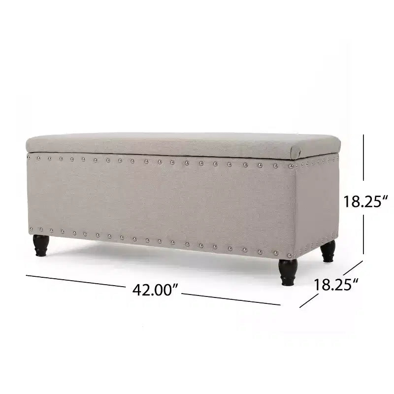 TUYOHW Pouf de rangement moderne avec clous décoratifs, banc de rangement spacieux, repose-pieds ottoman pour chambre à coucher, salon